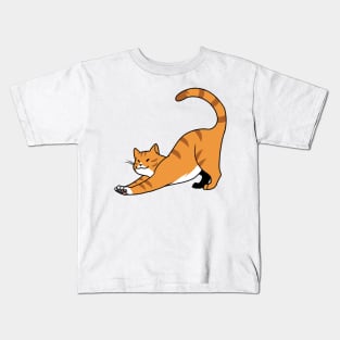 Orange Stripe w/ White Cat Stretch Kids T-Shirt